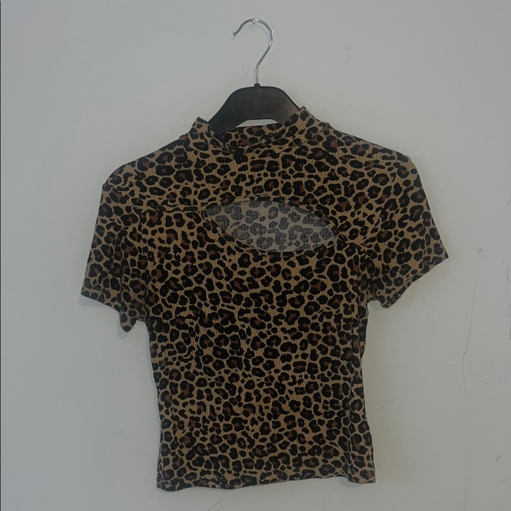 Forever 21 Leopard Print Cut-Out Crop Top